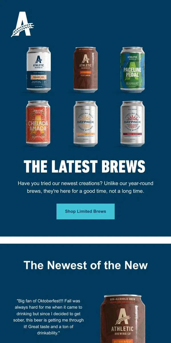 Email from Athletic Brewing Co. Our Newest Limited Brews! 🍺✨