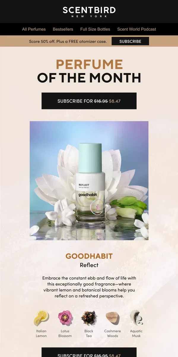 Email from Scentbird. The most soothing Perfume of the Month