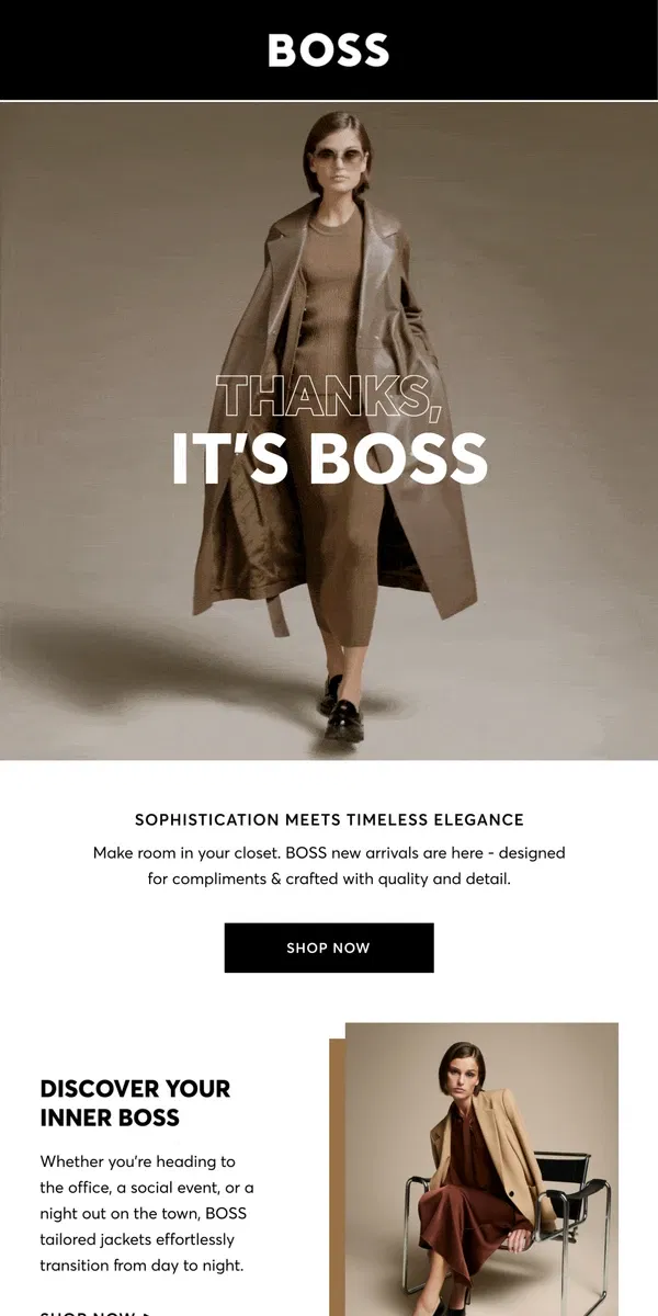 Email from HUGO BOSS. Thanks, It's BOSS.